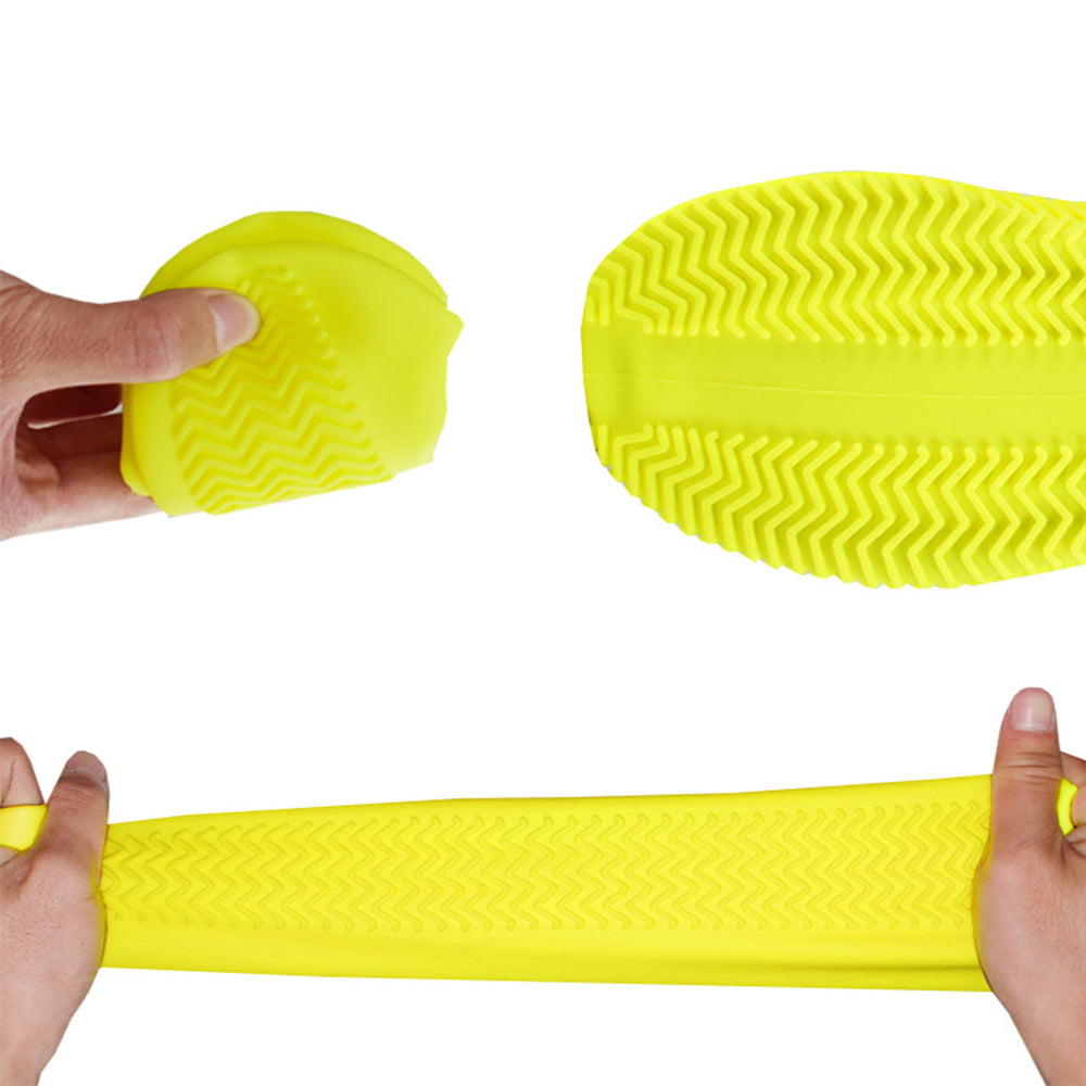 2 Pairs Waterproof Silicone Shoe Covers Protective Rubber Rain Overshoes-White