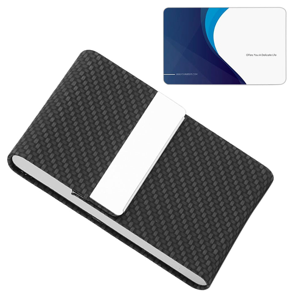Business Card Holder Slim PU Leather Stainless Steel Name Card Case