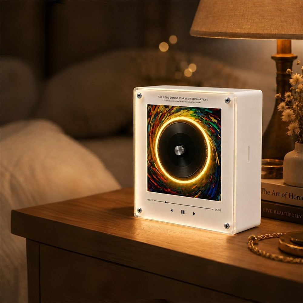 Rechargeable NFC Music Player with 9 Discs Retro Vinyl Record Player for Gifts