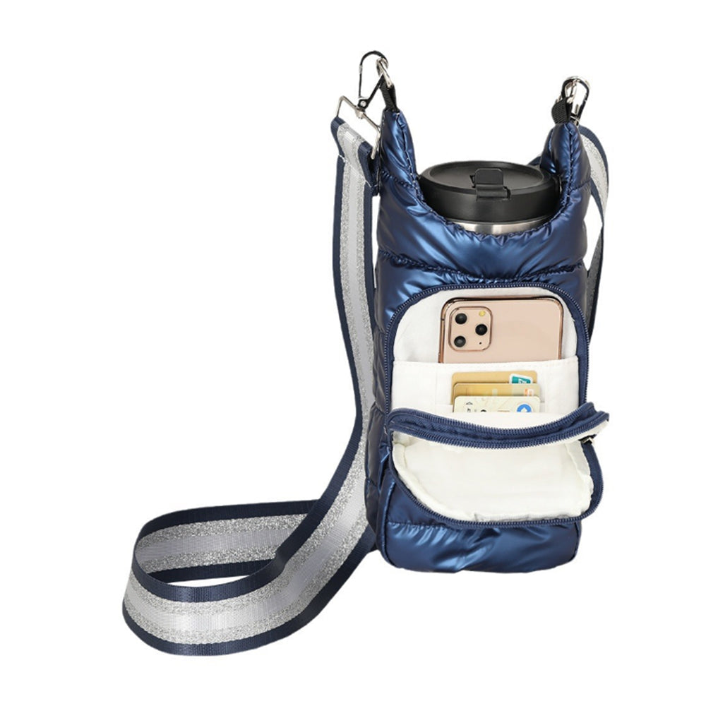 Adjustable Quilted Water Bottle Carrier Bag