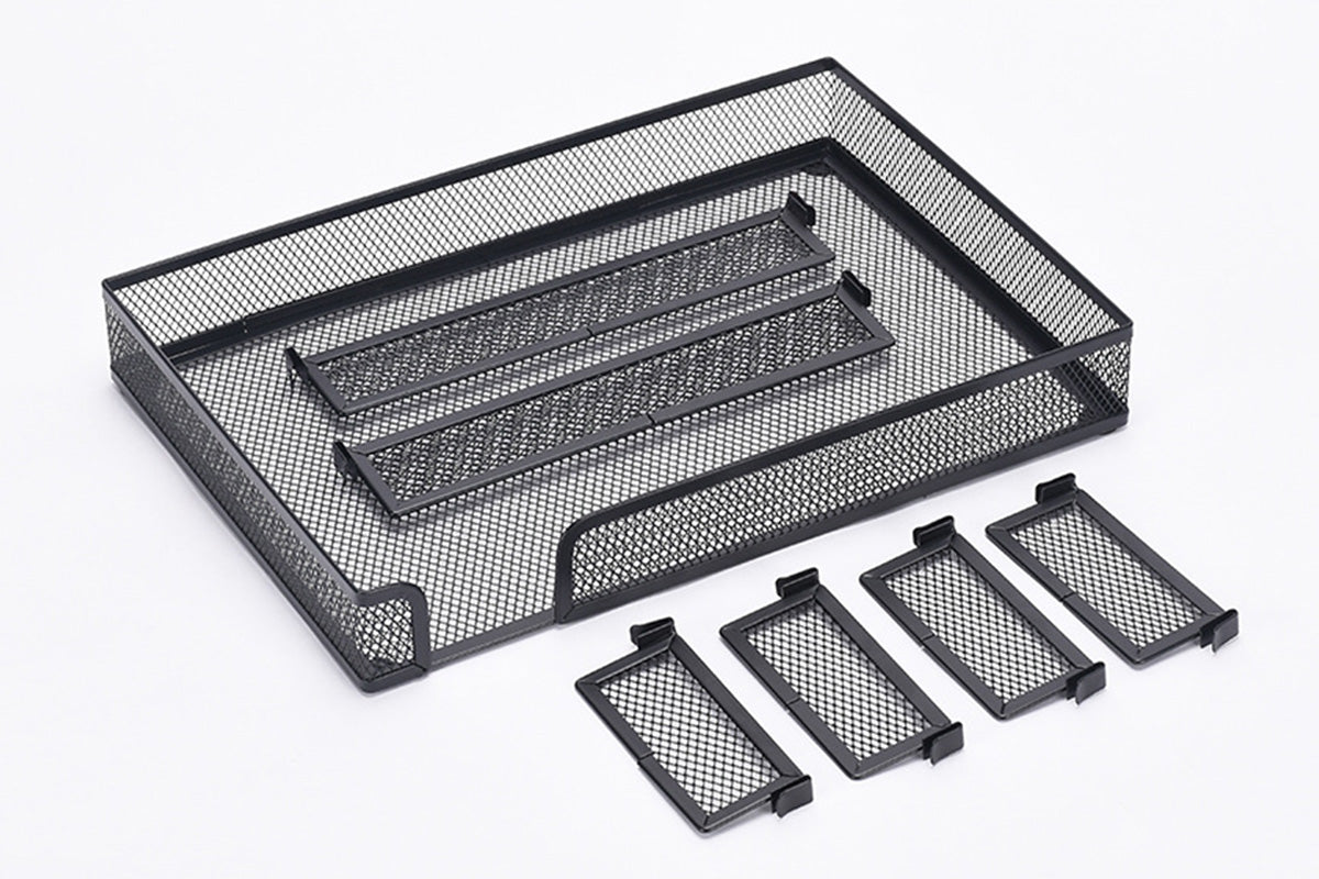 Desk Drawer Organizer Mesh Drawer Organizer Tray with 6 Adjustable Compartments