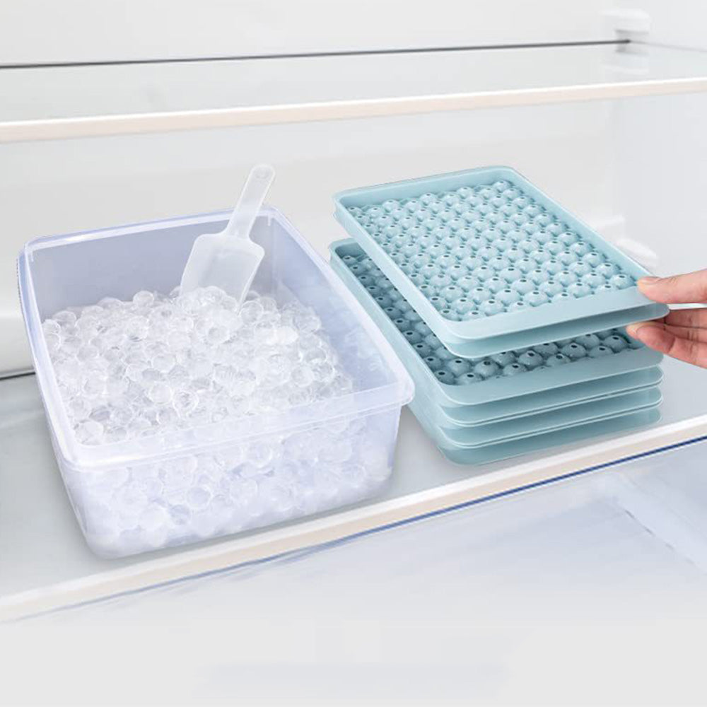 104 Grid Ice Ball Tray with Storage Bin Scoop Stackable Ice Cube Mold Set