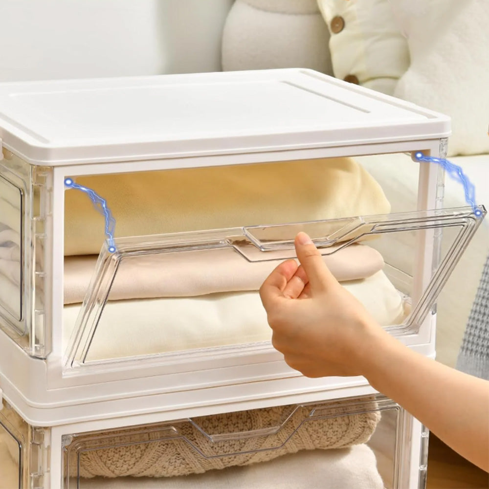 4 Tier Clear Storage Bins with Lids Stackable Plastic Bins with Wheels for Closet Bedroom Living Room