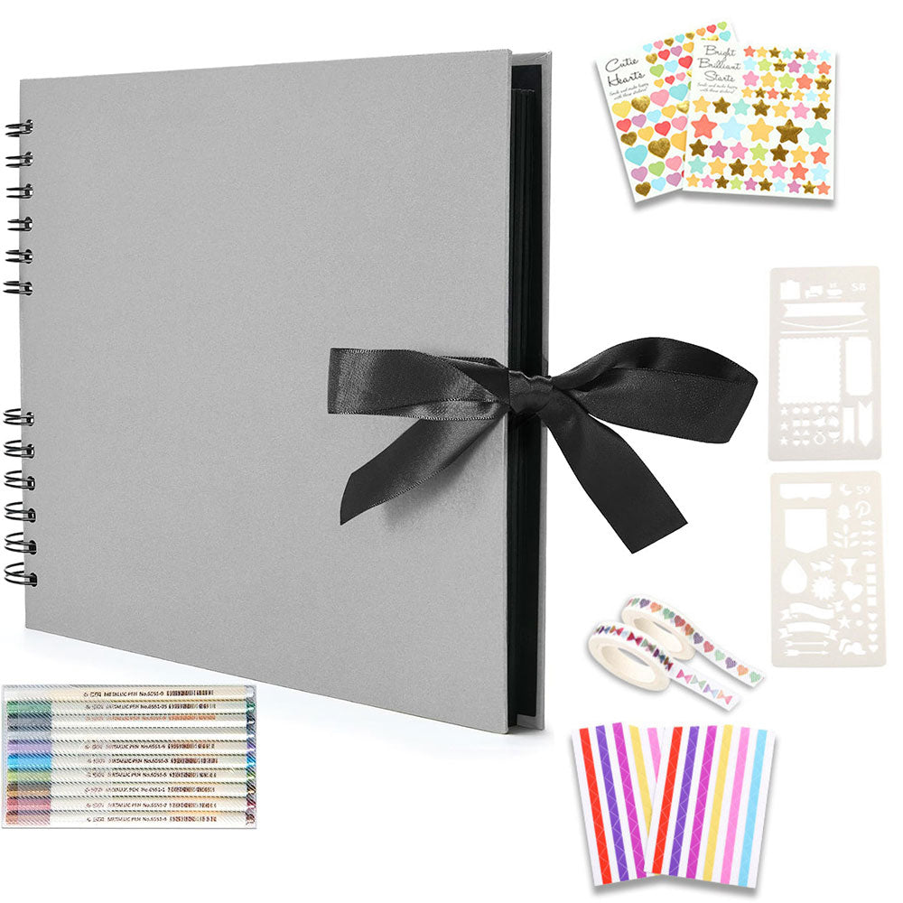 29x21.5CM DIY Photo Album 80 Pages Black Scrapbook Set