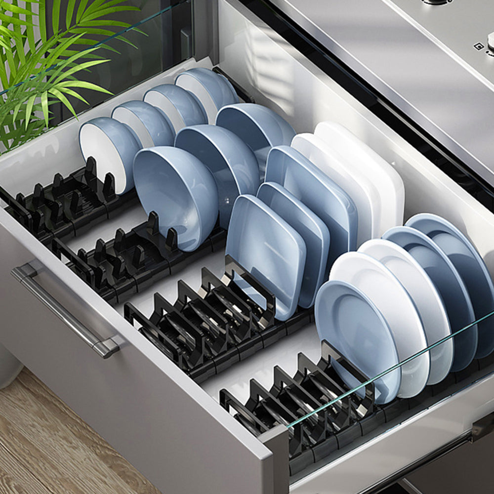 Aluminum Adjustable Cabinet Dish Storage Shelf with Removable Card Slot