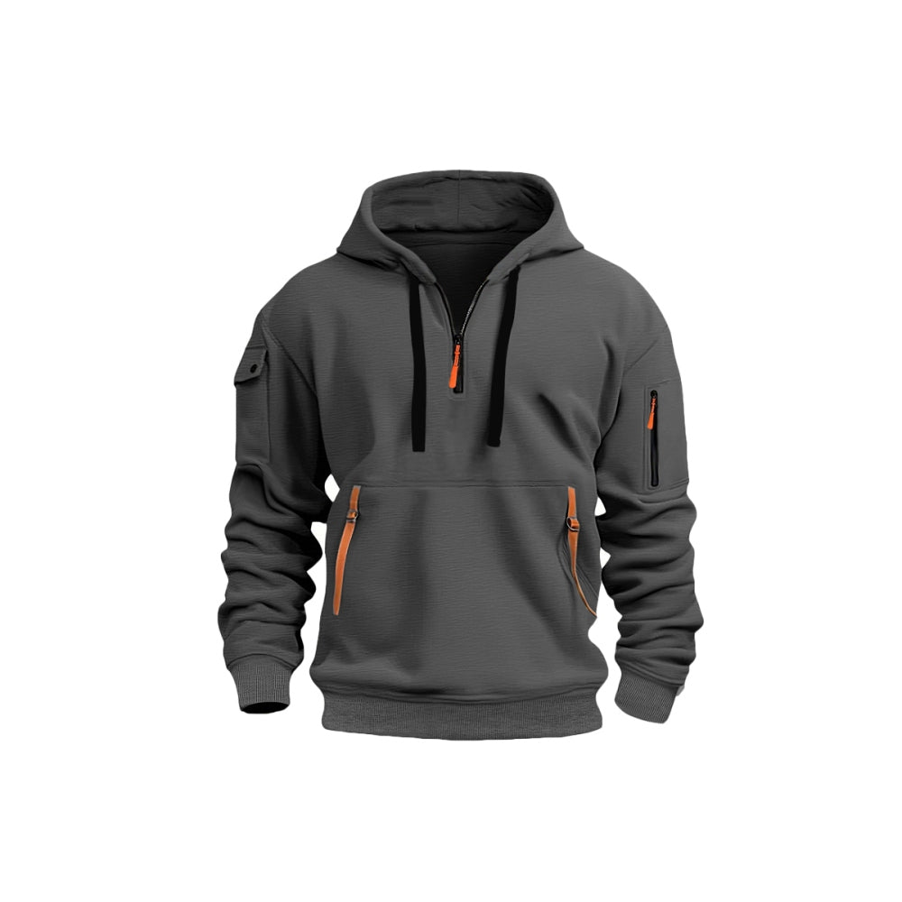 Fleece Hooded Sweatshirt Casual Hoodie for Men-Dark Grey