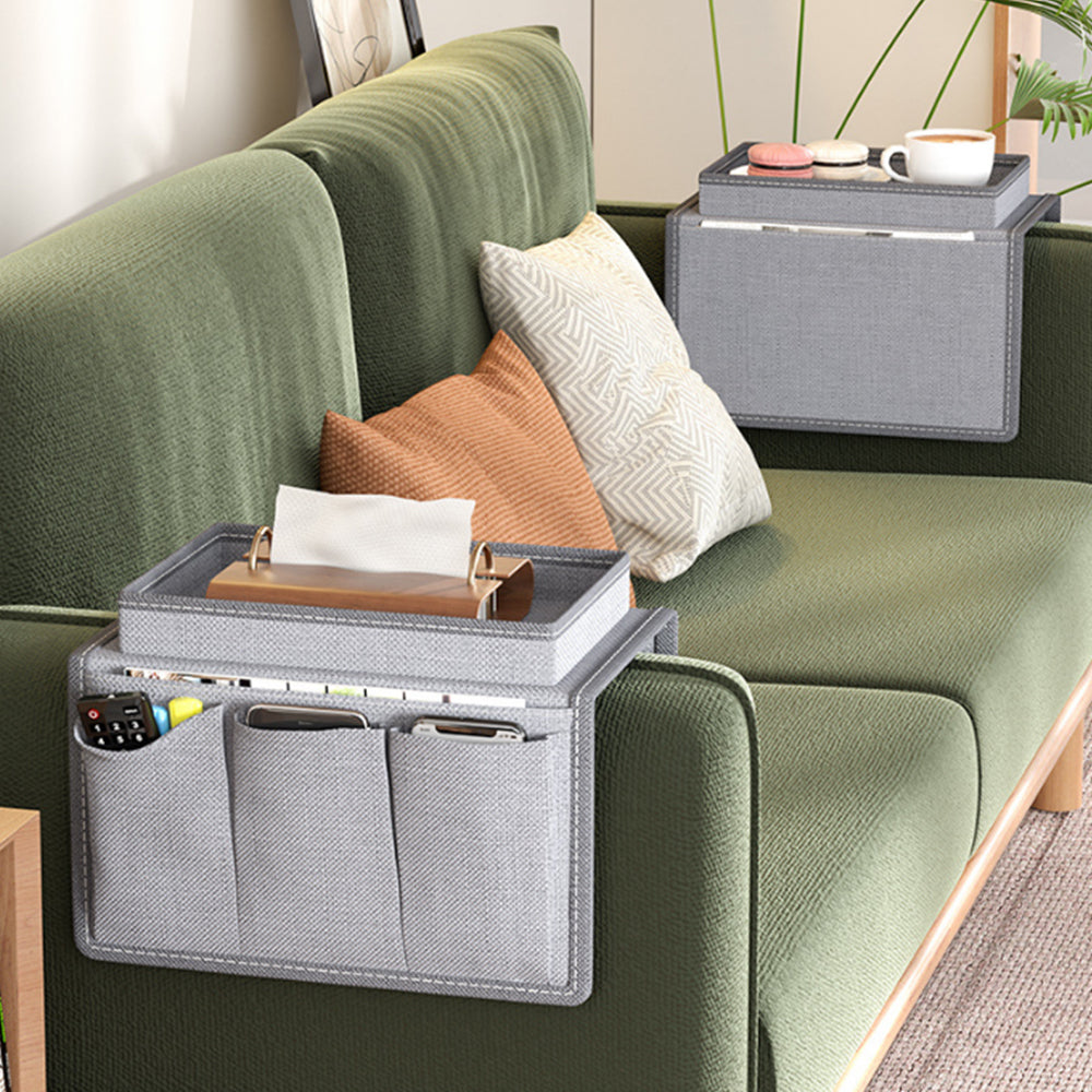 2Pcs Sofa Armrest Storage Bag With 5 Pockets