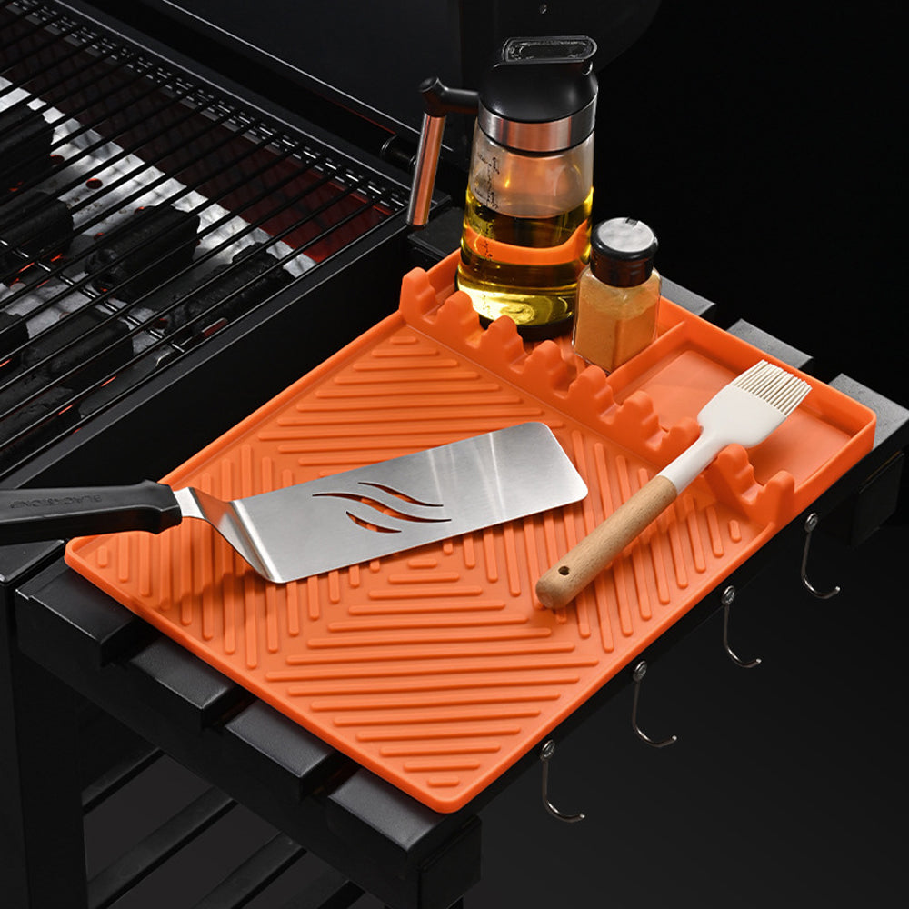 Silicone Grill Mat BBQ Griddle Tools Side Mat with Drip Pad Griddle Tools Mat