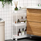 3 Tier Kitchen Bathroom Slim Rolling Trolley Storage Shelf