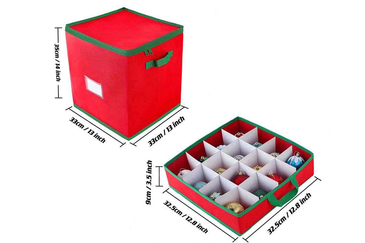 4-Tier 64 Compartment Christmas Ornament Storage Box with Lid