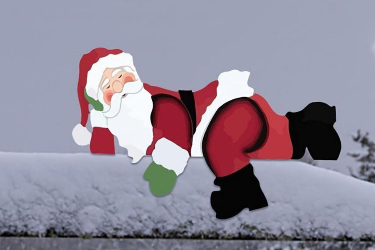 Christmas Fence Decoration Santa Claus Peeking Yard Garden Outdoor Sign