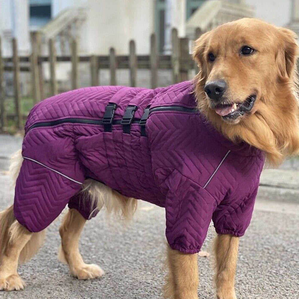 Dog Coat 4 Legs Covered Windproof Waterproof Dog Winter Jacket-Purple