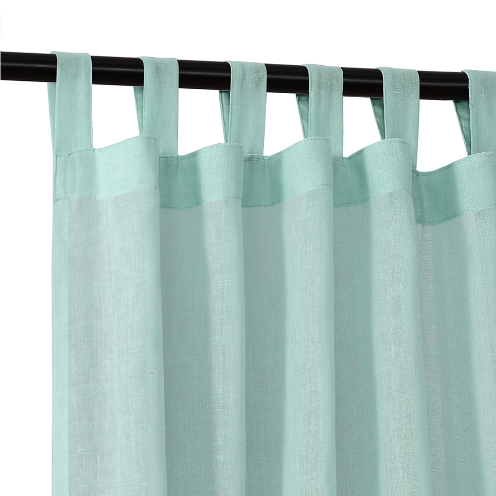 2Pcs Linen Sheer Curtains Living Room Curtains Pair Privacy Linen Draperies-Green