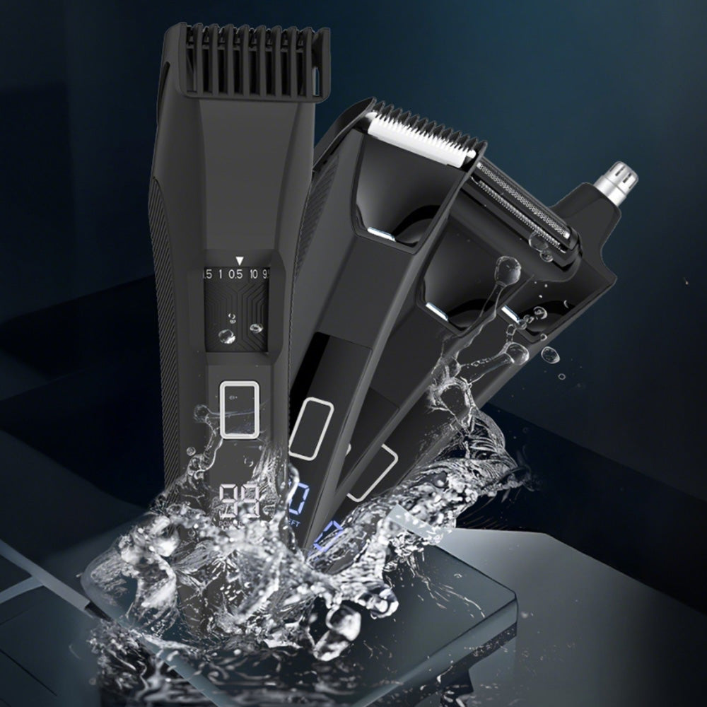 Electric Grooming Shaver Set with LED Display for Beard Body & Nose Hair Care