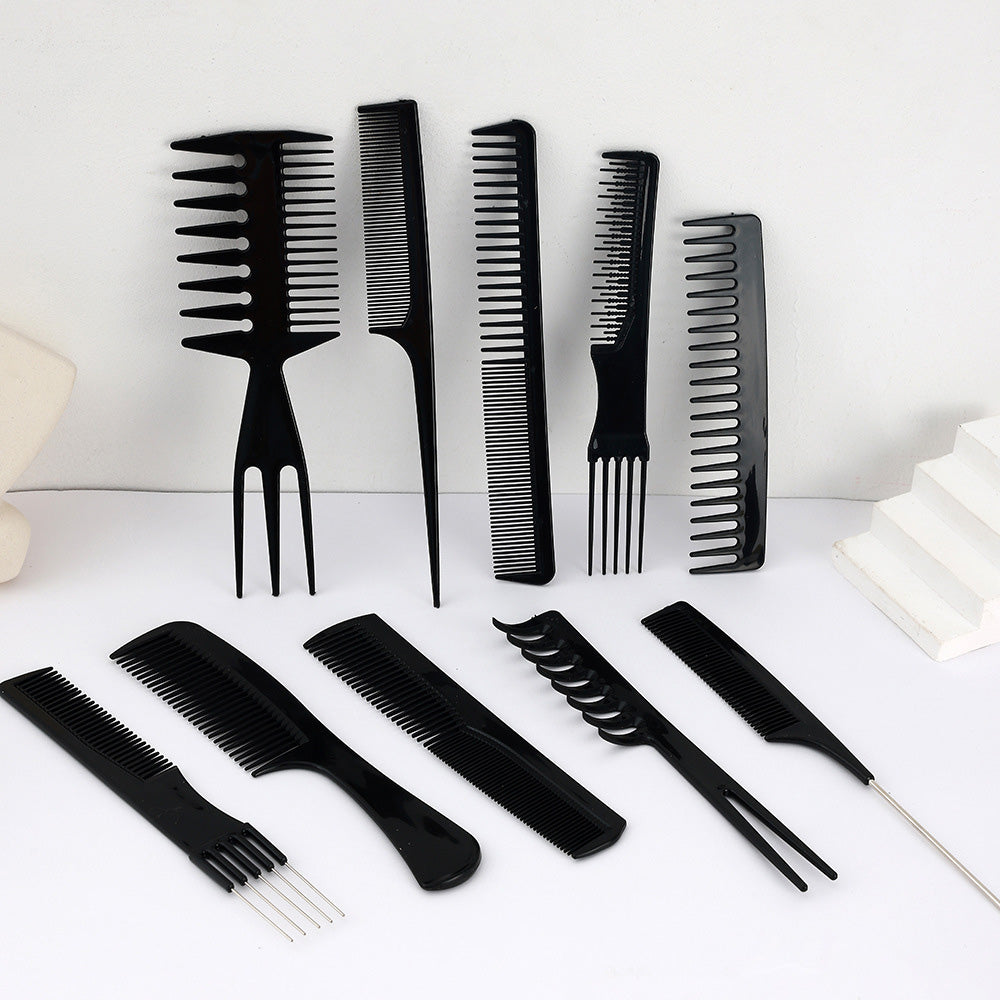10Pcs Hair Brush Set with PVC Storage Box for Barbershop Salon and Home Use