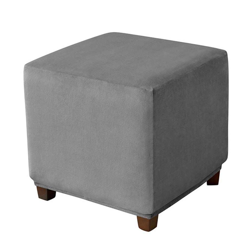 High Stretch Square Footstool Cover Machine Washable-Dark Grey