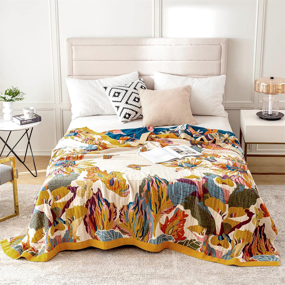 150cmx200cm Boho Throw Blanket with Double- Sided Printing for Bed Sofa Couch Chair