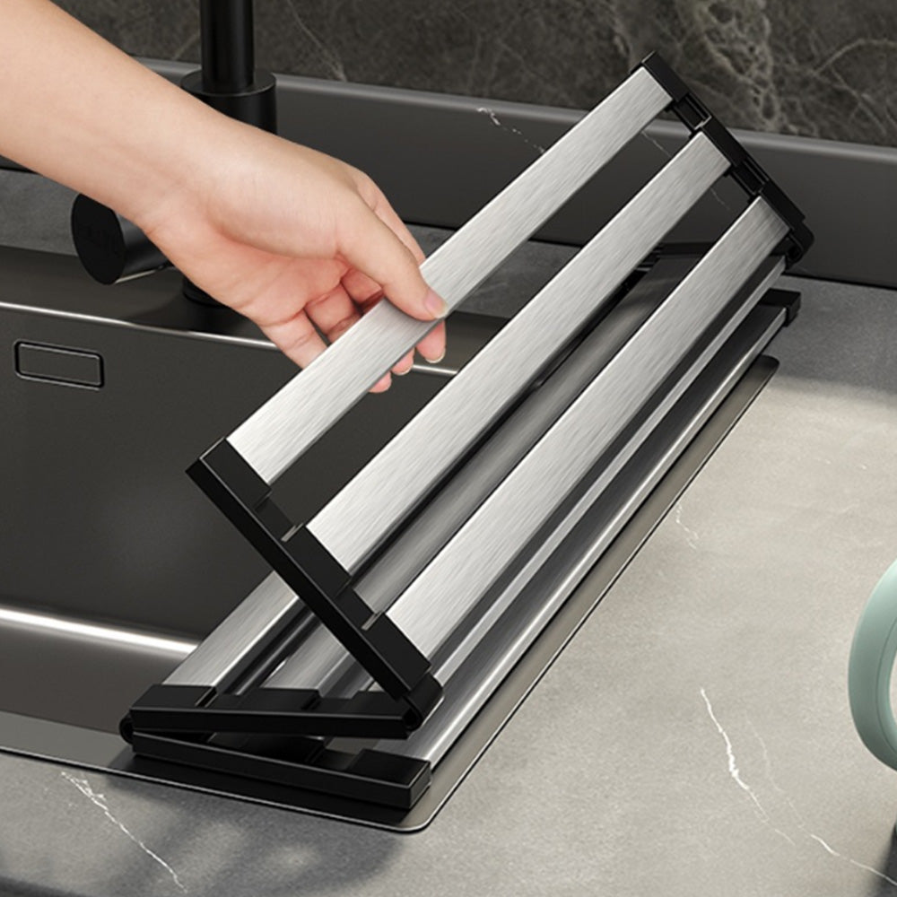 Dish Rack Drying Drainer Stainless Steel Over Sink Rack Foldable Dish Drainer for Kitchen