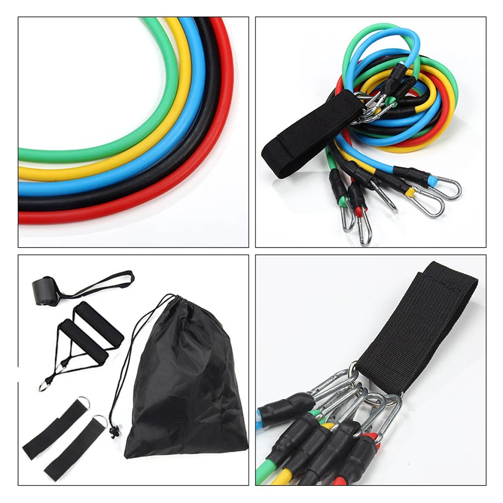 11Pcs Exercise Resistance Band Set Home Gym Fitness Elastic Tube