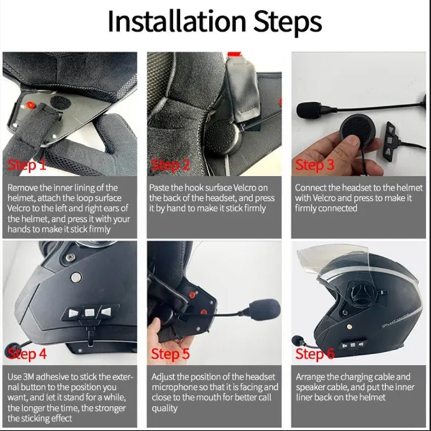 Motorcycle Helmet Bluetooth Headset with Mic