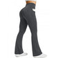 High Waist Flare Yoga Pants with Side Pockets for Workout Daily Wear-Grey