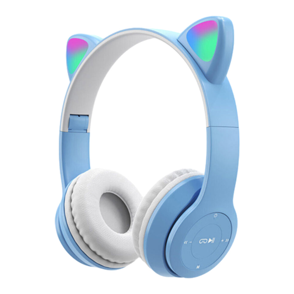 Bluetooth 5.0 Wireless Cat Ear Headset Foldable LED Kitty Headphone