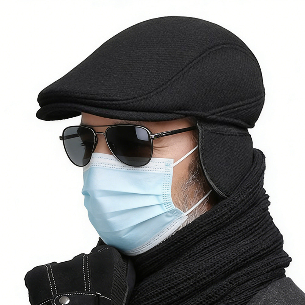 Men’s Woolen Hat Flat Cap Retro Fashion Cap Golf Driving Beret Hat