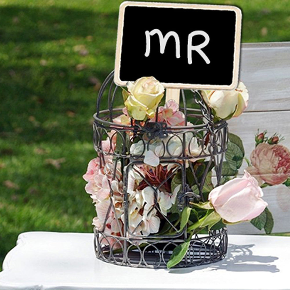3Pcs Metal Herb Plant Pot with Tray and 10Pcs Mini Chalkboard Wooden Plant Tags Stakes