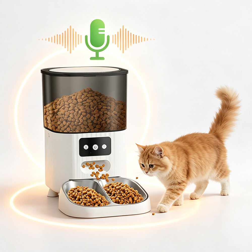 4.5L Automatic Cat Feeders with 2 Bowls Timer Pet Smart Feeder for Dog Cat