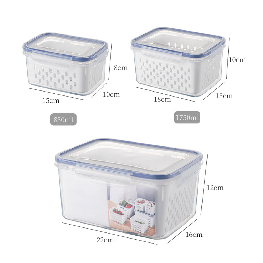 3Pack Fridge Food Storage Container Sets with Lids and Strainer