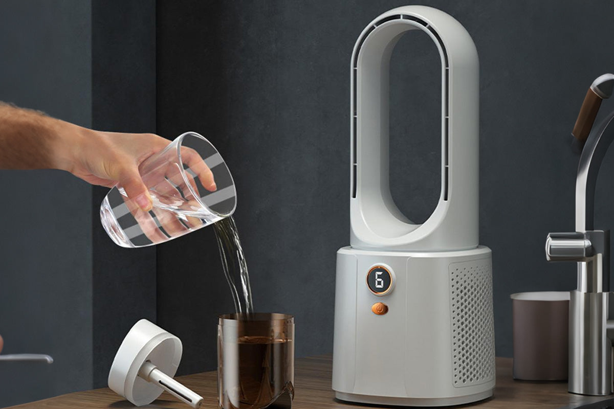 2 in 1 Leafless Desktop Humidifier Fan with Night Light for Office Bedroom