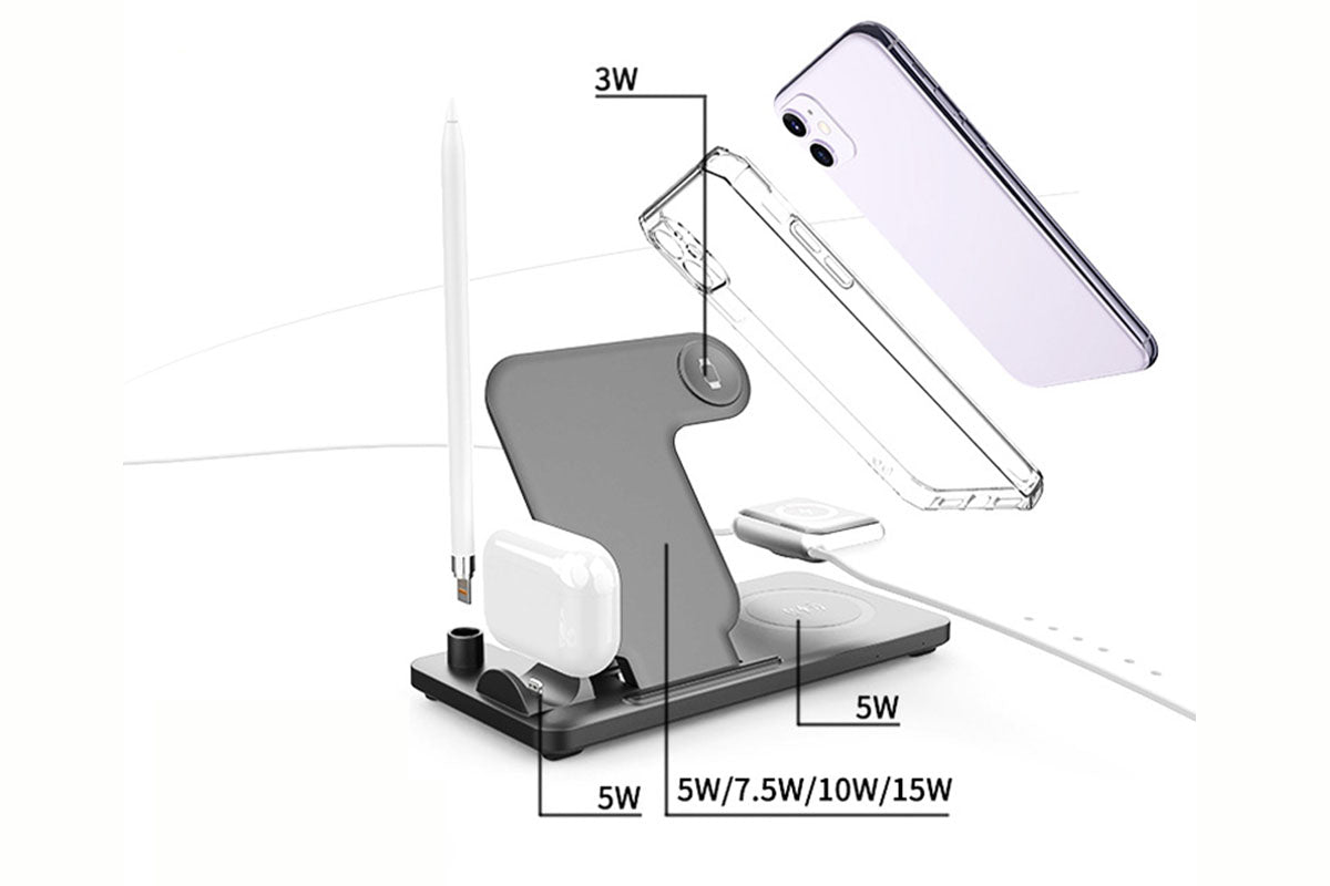 5-in-1 Foldable Wireless Charger Fast Charging Stand for Phone Apple Pen Stylus Apple Watch Apple Earbuds
