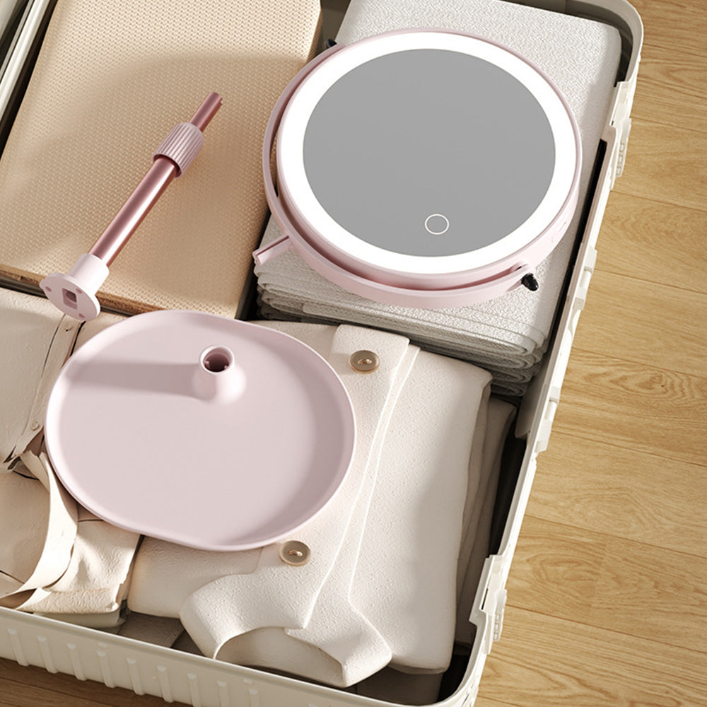 Adjustable Height Dual-Sided LED Makeup Mirror with 3 Color Lighting