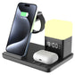 6 in 1 Charging Station with Alarm Clock Night Light for iPhone 16 15 Samsung S25 S24