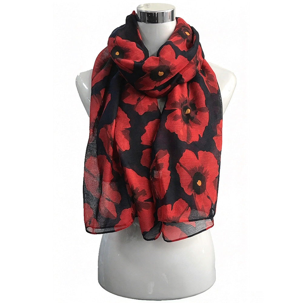 Vintage Floral Polyester Scarf Shawl for Travel and Sun Coverage