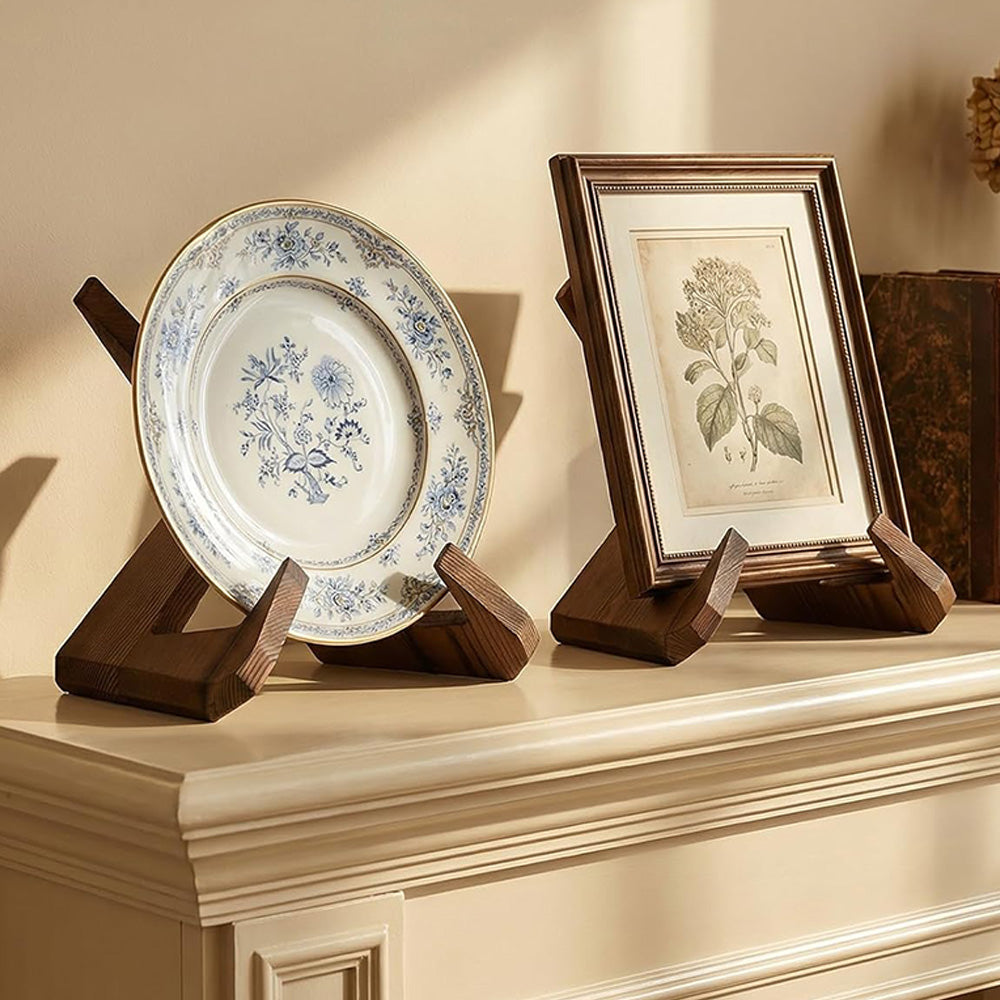 4 Pcs Bowl Display Stand Wooden Plate Stands for Display Pine Decorative Plates Holder