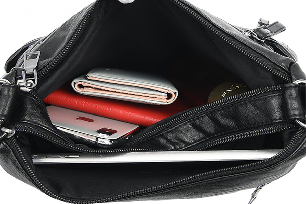 Women's Two-Layer PU Leather Crossbody Bag Shoulder Bag