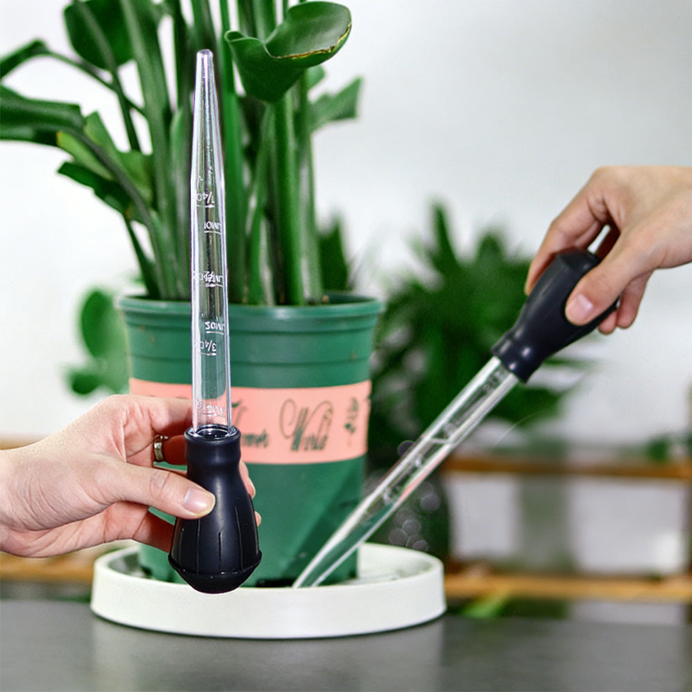 2Pcs Flower Pot Tray Water Remover Suction Drainer Tool Clear Scale Rubber Bulb