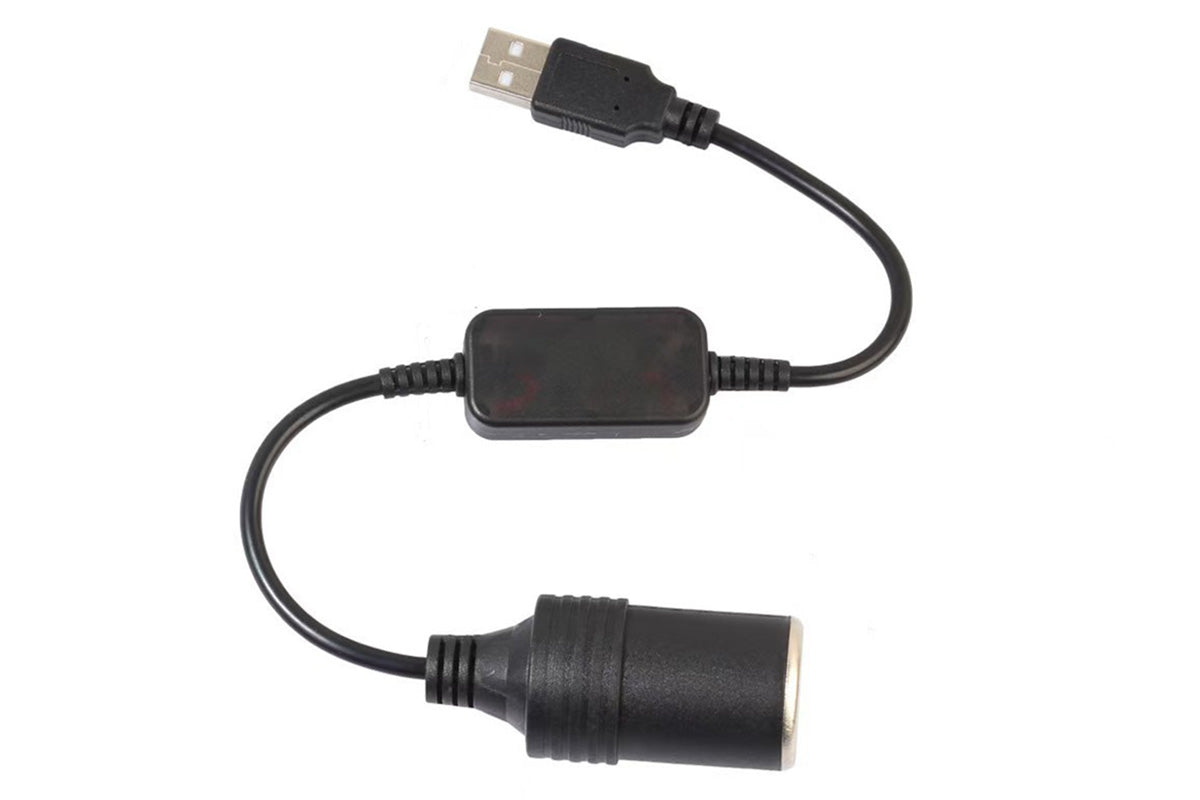 5V to 12V Step-Up Power Cable USB to Car Cigarette Lighter Converter for Dash Cams