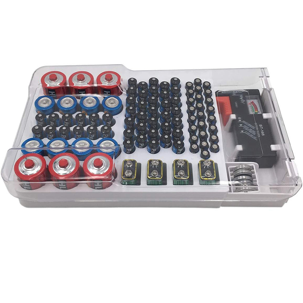 93 Slot Battery Organizer Case with Tester Storage Box for Home Use