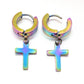 5 Pairs Unisex Cross Dangle Hoop Huggie Stainless Steel Earrings