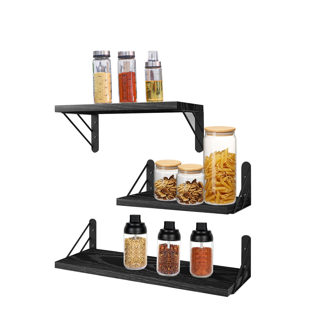 3Pcs Wall Mounted Wood Floating Shelf Storage Display for Bedroom Decor