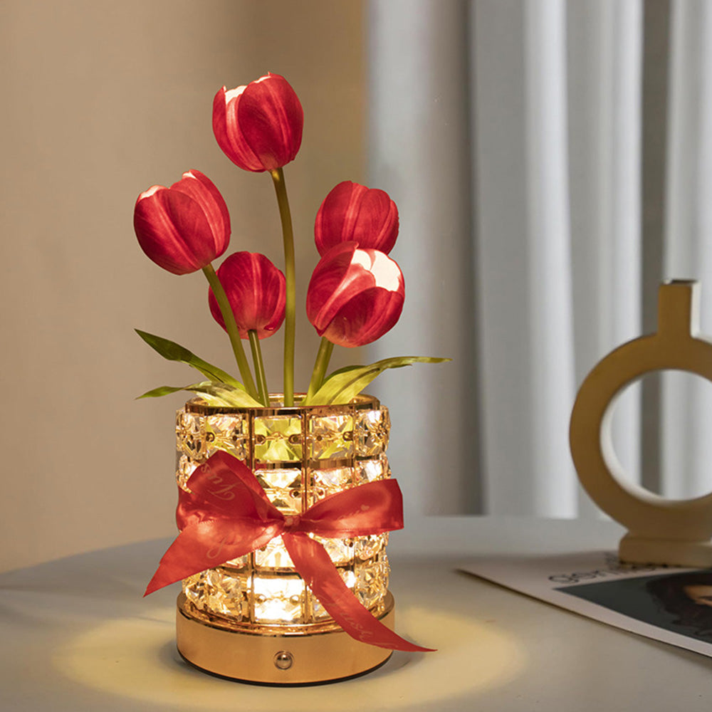 Tulip Flower Lamp Valentine Day Gifts 3 Color Dimming Night Light