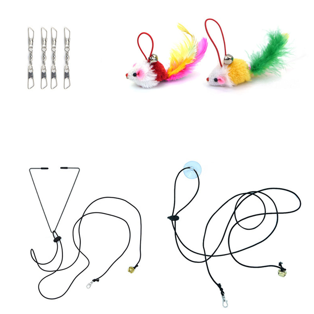 20 Pack Interactive Cat Feather Suction Cup Wand Toy Set