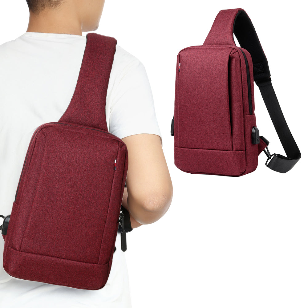 Chest Bag Sling Bag for Men with USB Charging Port