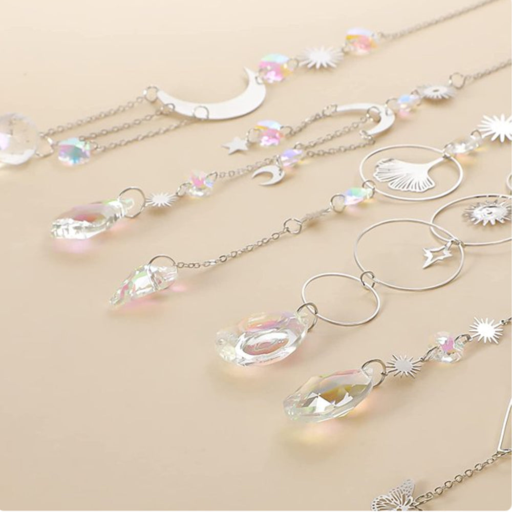 6Pcs Glass Sun Catcher Prism Hanging Kit with Chain