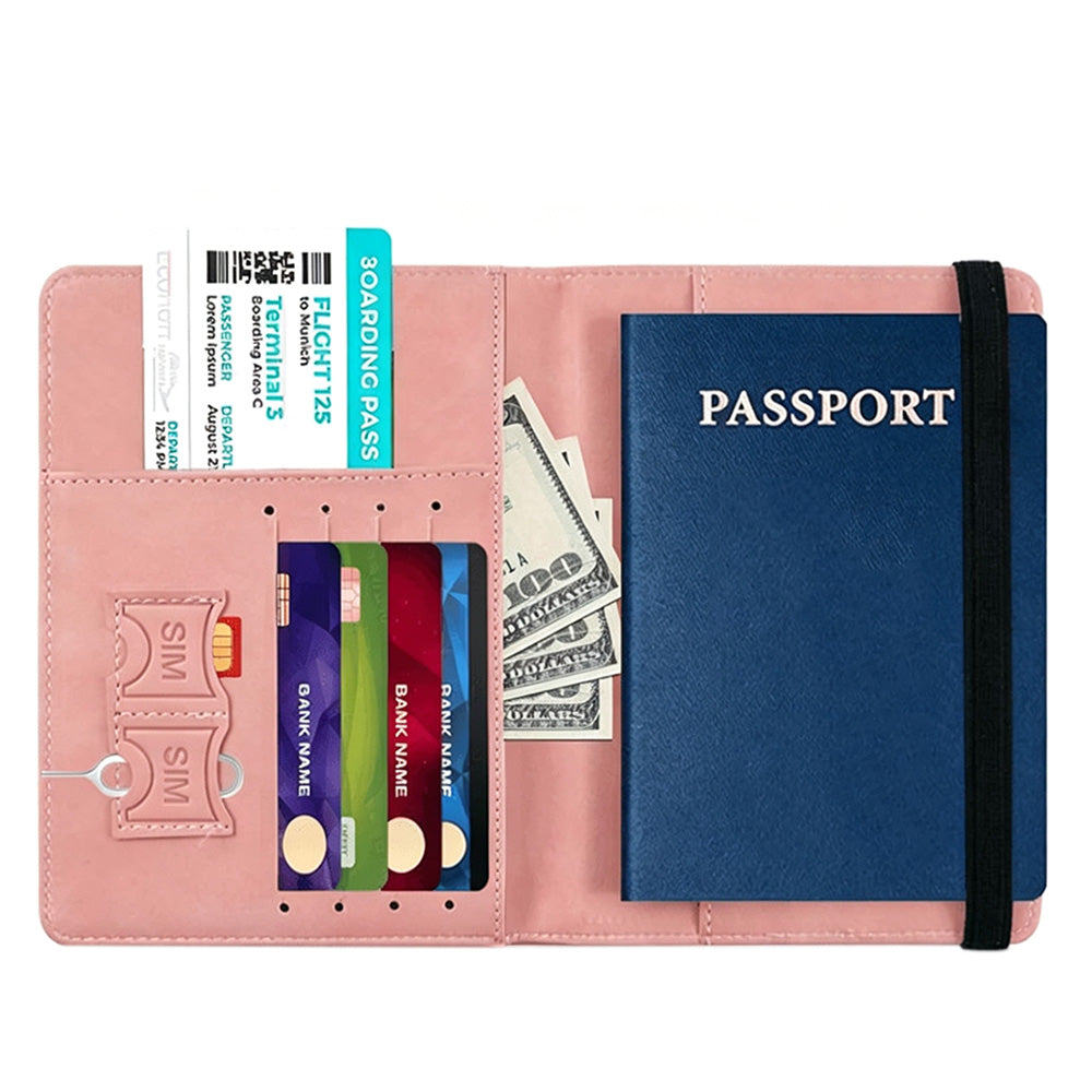 RFID Shield Passport Holder and Luggage Tag Set PU Leather Organizer