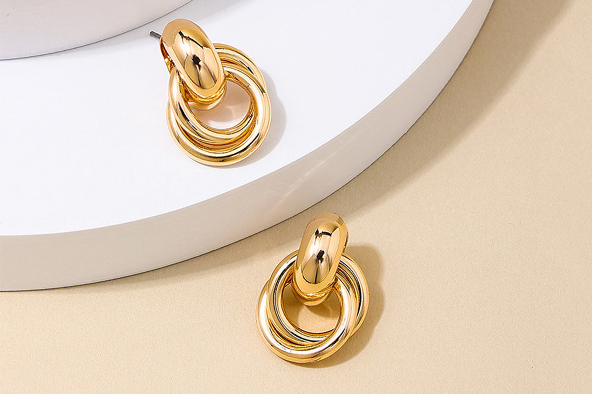 2 Pairs Women Geometric Dangle Drop Earrings Large Knot Design