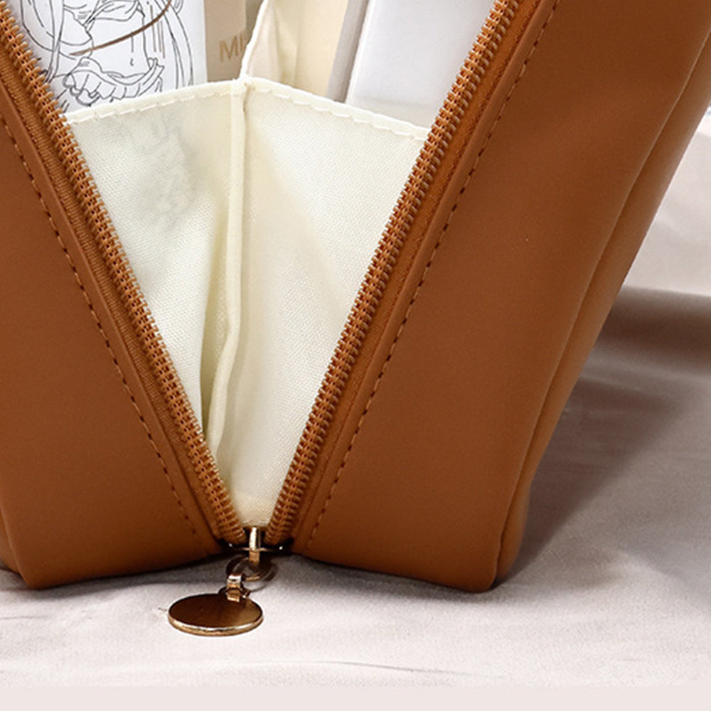PU Leather Travel Cosmetic Bag with Handle