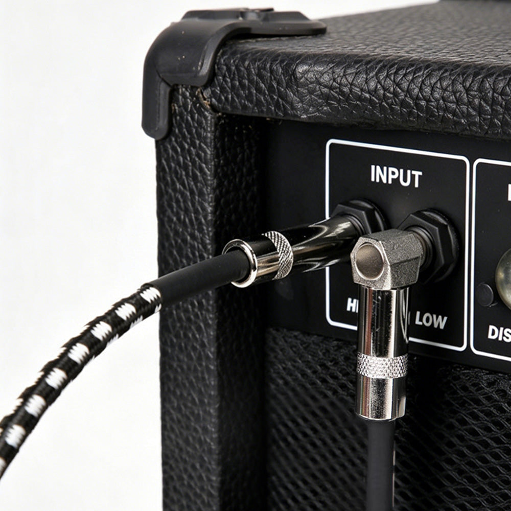 3m Guitar Cable 6.35mm Right Angle to Straight Instrument Cord for Bass Amp